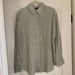 Zara brand new light sage green crinkle blouse.